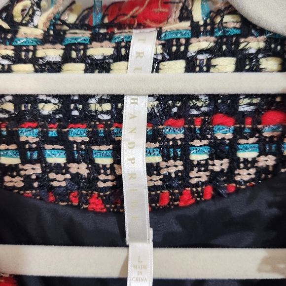 Chic Multicolor Tweed Jacket From TRUTH & PRIDE, Size Large - Picture 5 of 11